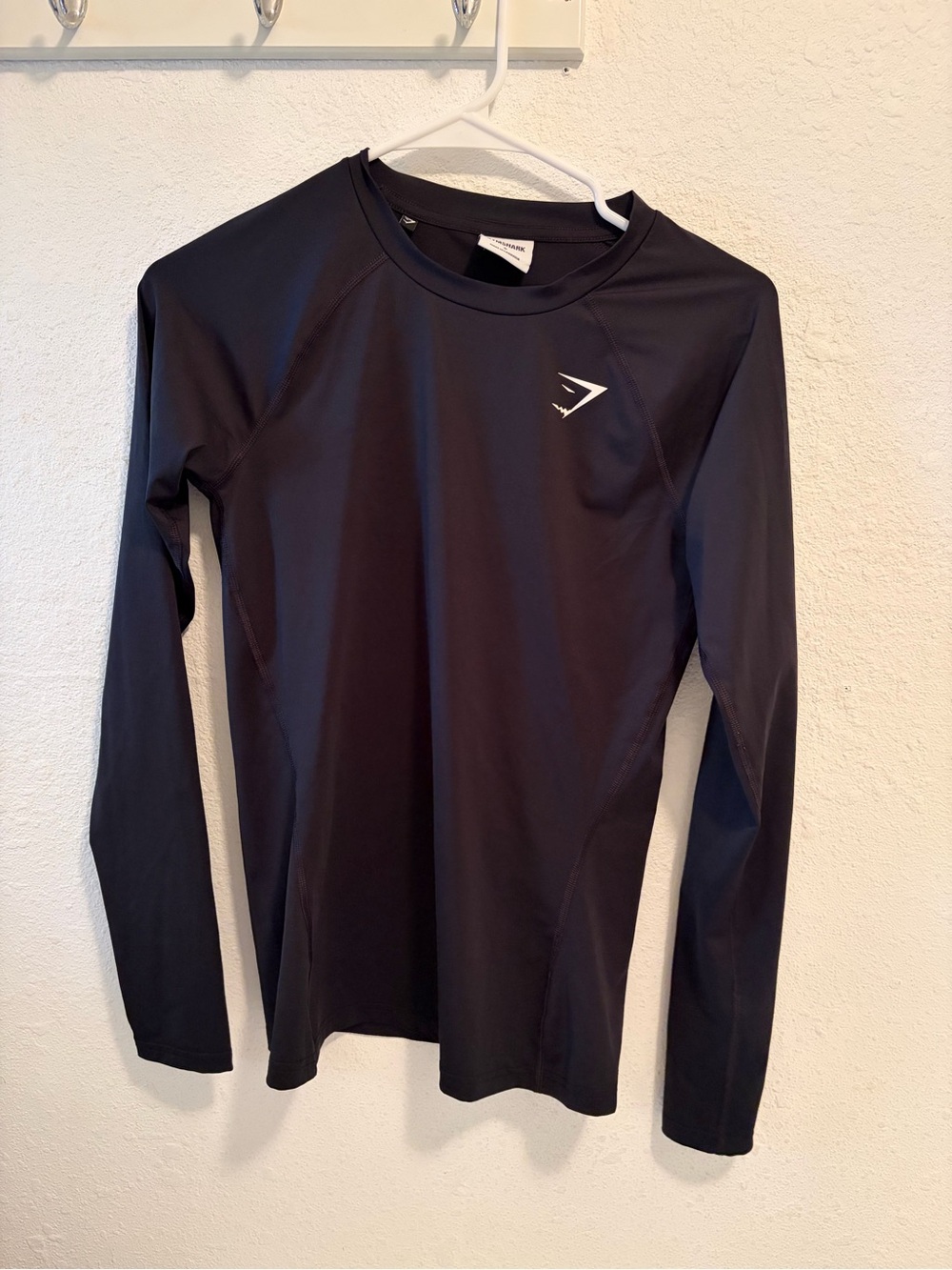 Gymshark Black Long-Sleeve Training Top with White Logo